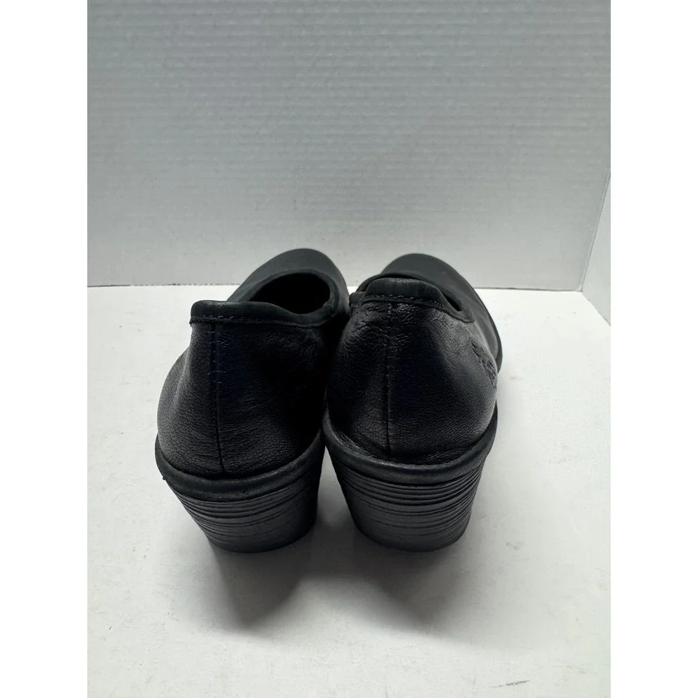 Fly London YAZ Black Leather Wedge Pumps Platform Shoes Size 37 6.5